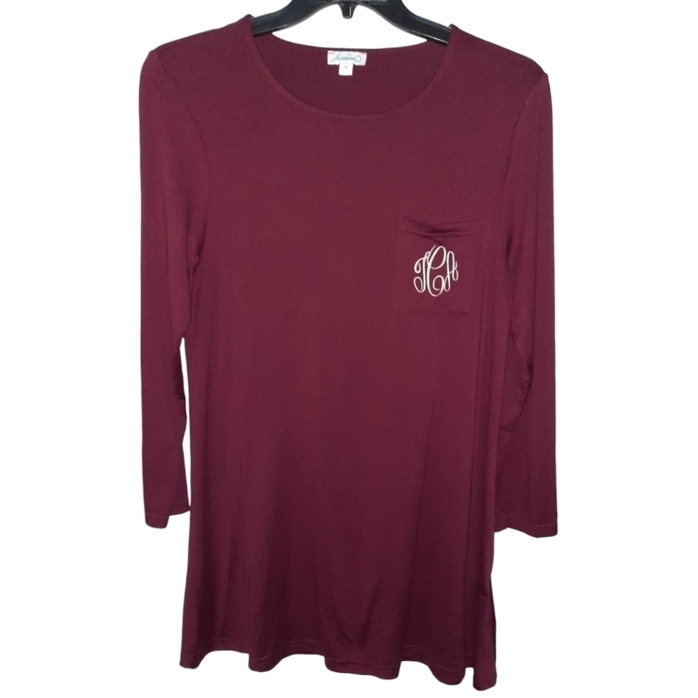 Jordann Burgundy Long Sleeve Dress Medium